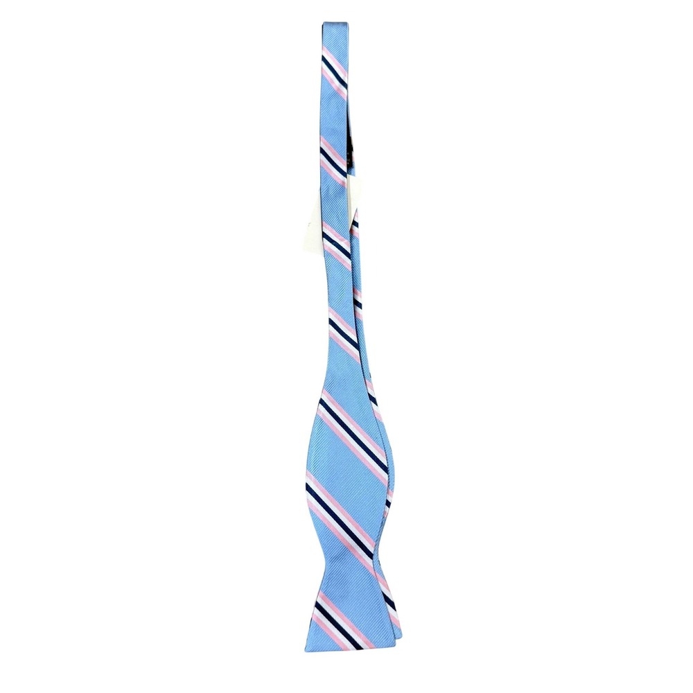 Jos A Bank 100% Silk Bow Tie Men Blue Striped Self-Tie Adjustable Preppy Classic